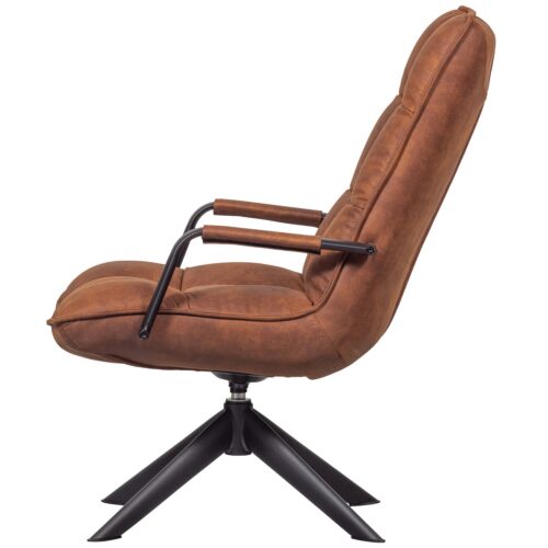 Draaifauteuil Jouke met armleuning PU - Cognac - Afbeelding 4