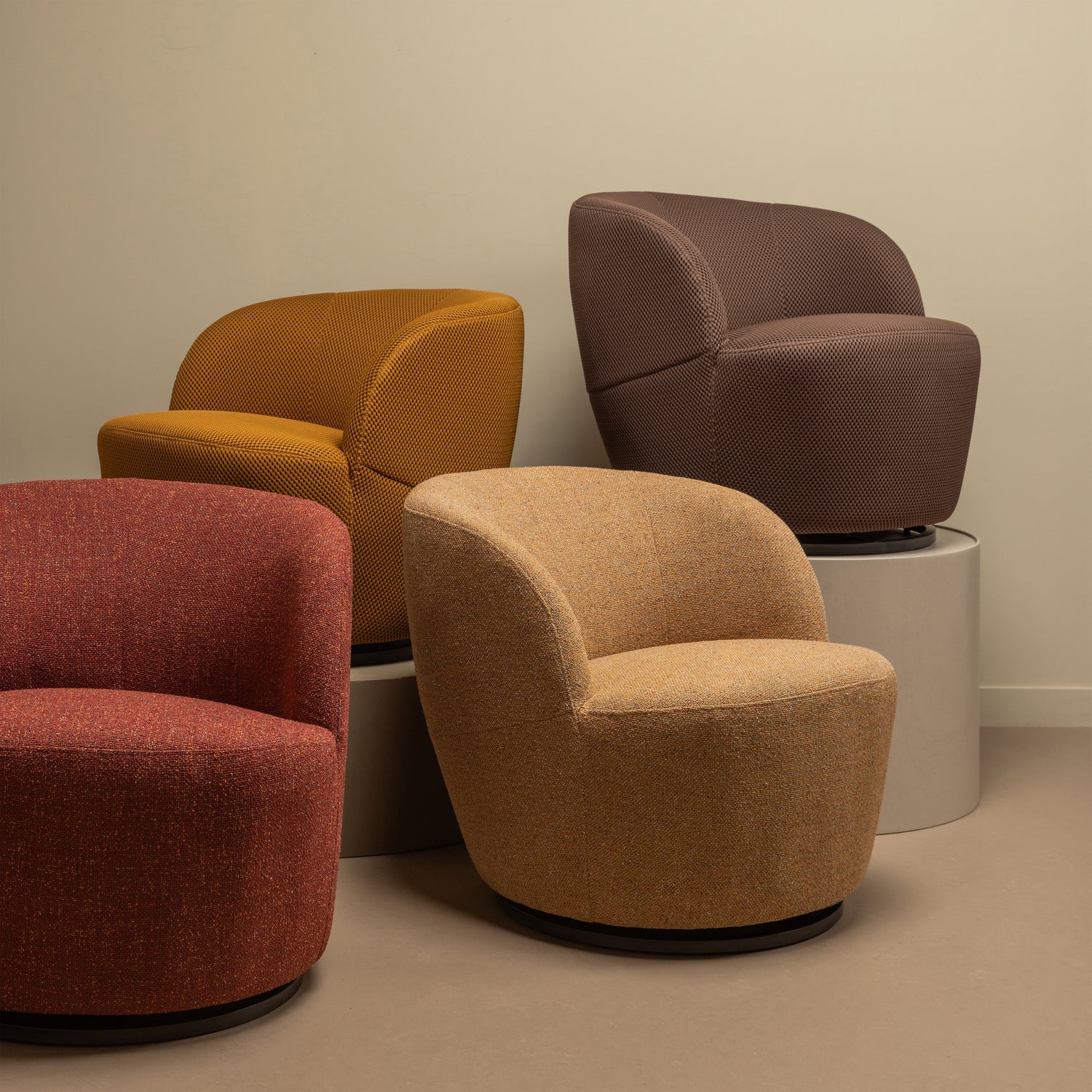 Draaifauteuil Serra Geweven - Curry - Afbeelding 3