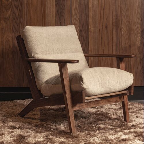Fauteuil Houston Bouclé / Acaciahout - Naturel - Afbeelding 2