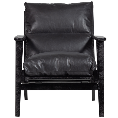 Fauteuil Houston Acaciahout / Leder - Zwart - Afbeelding 4