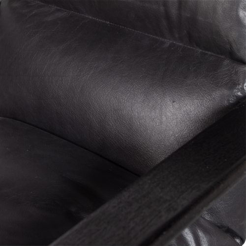 Fauteuil Houston Acaciahout / Leder - Zwart - Afbeelding 7