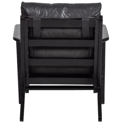 Fauteuil Houston Acaciahout / Leder - Zwart - Afbeelding 6