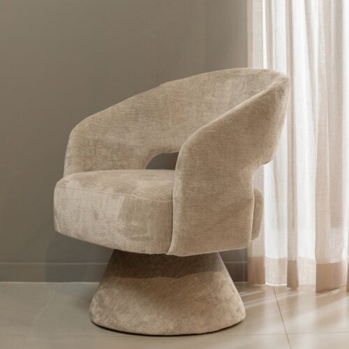 Draaifauteuil Ebba Chenille - Naturel - Afbeelding 2