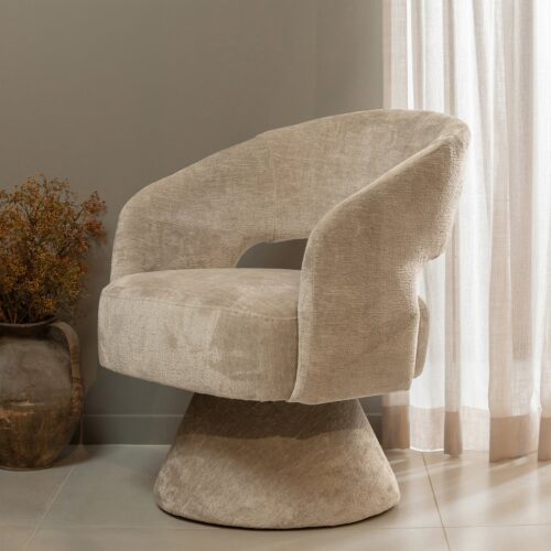 Draaifauteuil Ebba Chenille - Naturel - Afbeelding 3