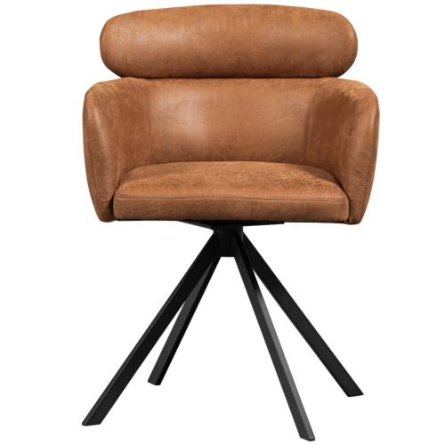 Draaibare Eetkamerstoel Fenne Lederlook - Cognac - Afbeelding 3