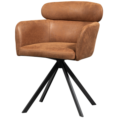 Draaibare Eetkamerstoel Fenne Lederlook - Cognac
