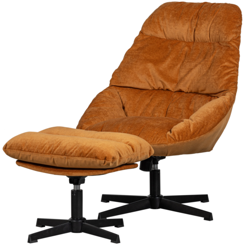 Draaifauteuil Yaro met Hocker - Ginger