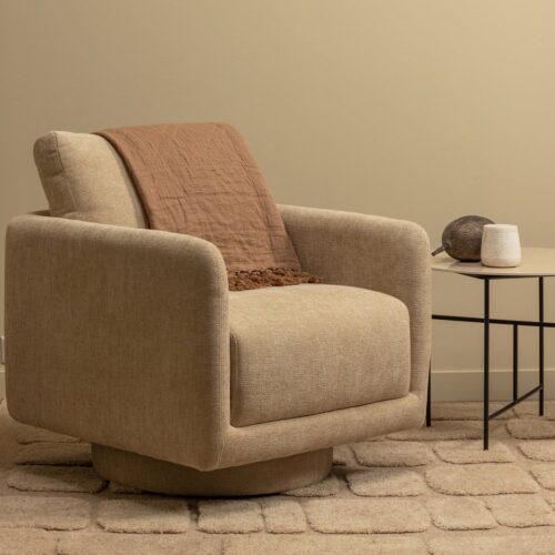 Draaifauteuil Oscar Chenille - Naturel - Afbeelding 2