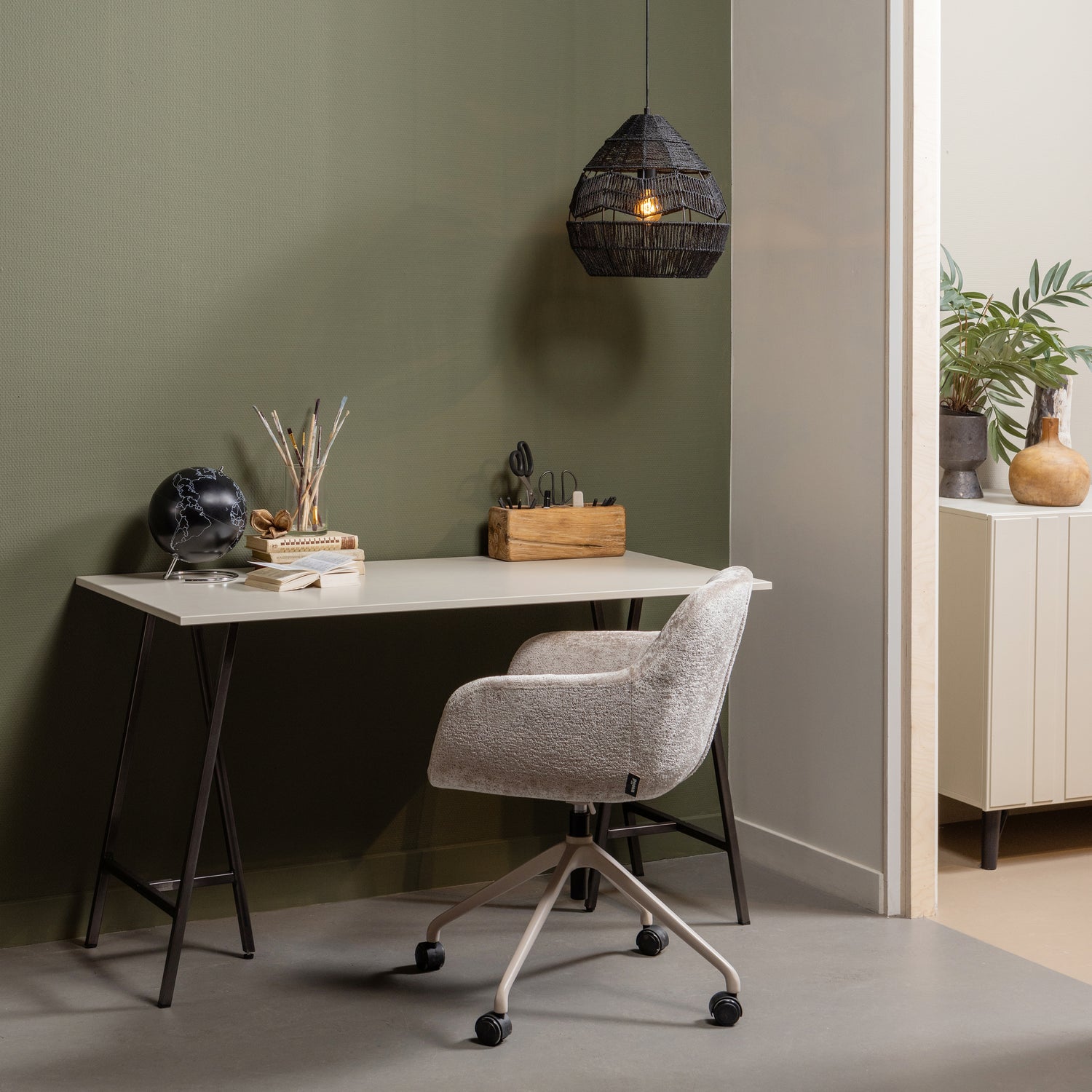 Bureaustoel Morros Chenille, kleur Taupe - Afbeelding 3