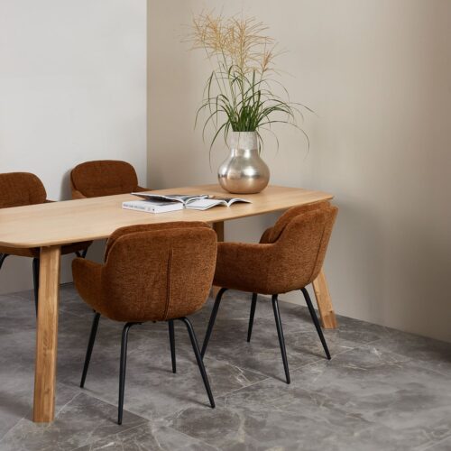 Eetkamerstoel Runa Chenille - Caramel - Afbeelding 2