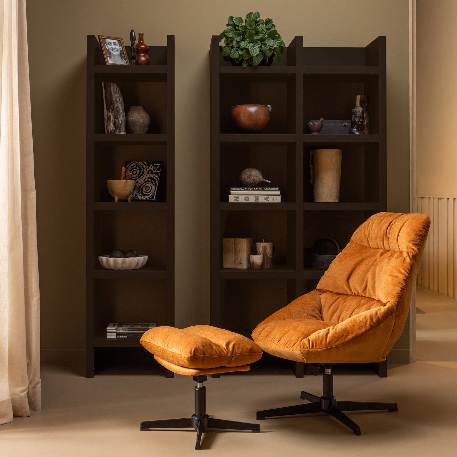 Draaifauteuil Yaro met Hocker - Ginger - Afbeelding 2