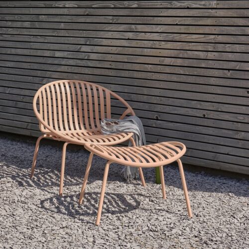 Tuin Fauteuil Bruce met hocker - zalm roze - Afbeelding 2