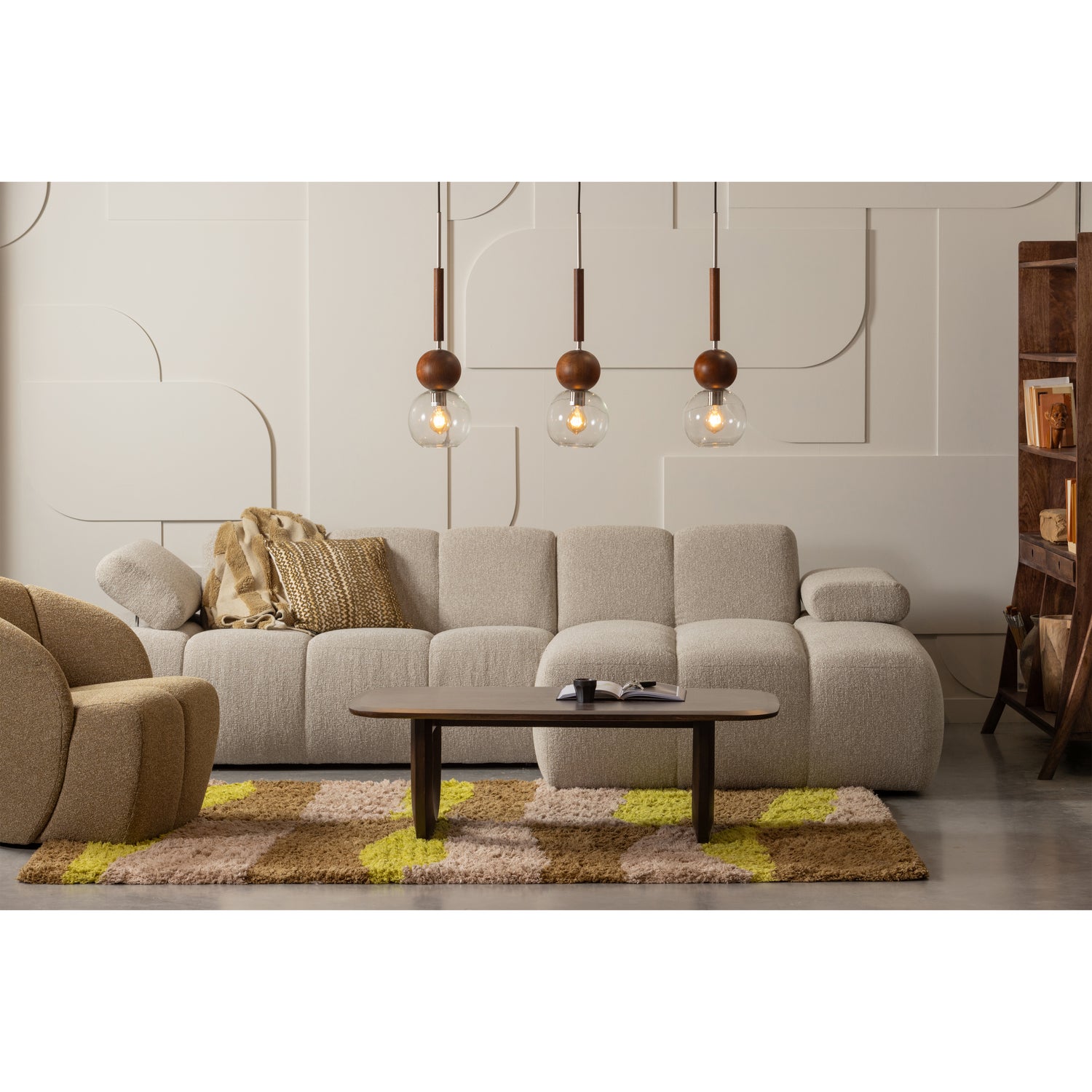 Draaifauteuil Mojo Bouclé - Geel Bruin - Afbeelding 2