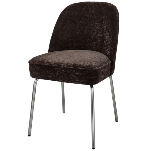 Eetkamerstoel Vogue Velvet met chrome poot - Donkerbruin