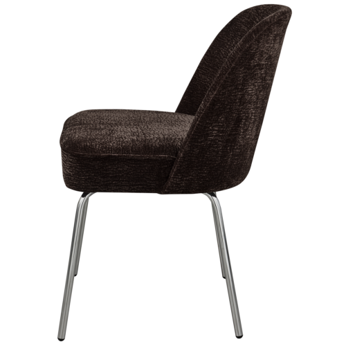 Eetkamerstoel Vogue Velvet met chrome poot - Donkerbruin - Afbeelding 4