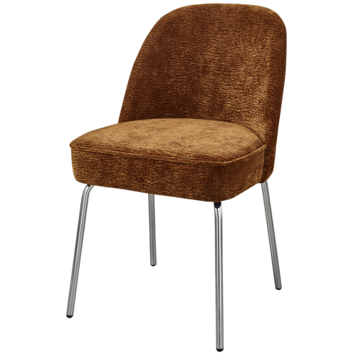 Eetkamerstoel Vogue Velvet met chrome poot - Bruin