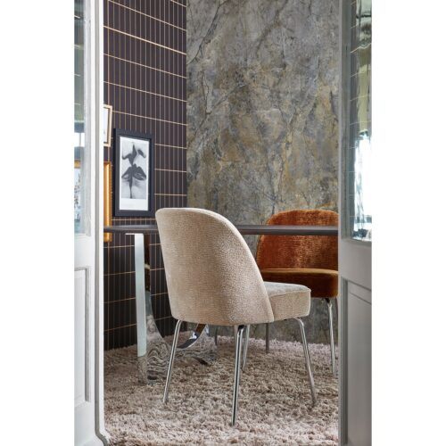 Eetkamerstoel Vogue Velvet met chrome poot - Zand - Afbeelding 2