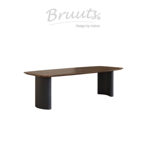 Deens Ovaal Verjongde Rand - Walnut - Kolompoot Hout Halfrond  - Zwart