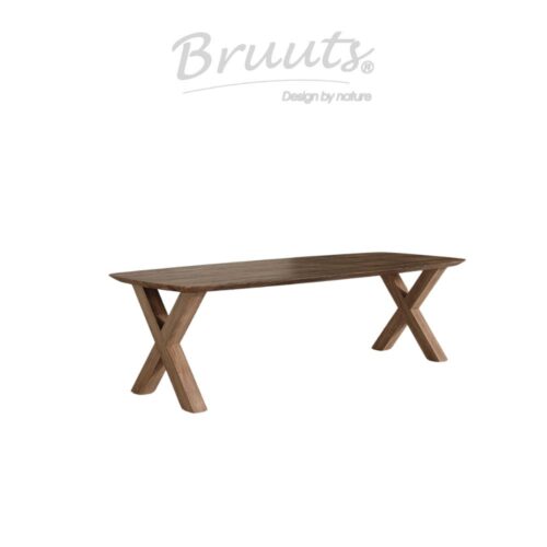 Deens Ovaal Verjongde Rand - Walnut - X onderstel Hout - Elmwood