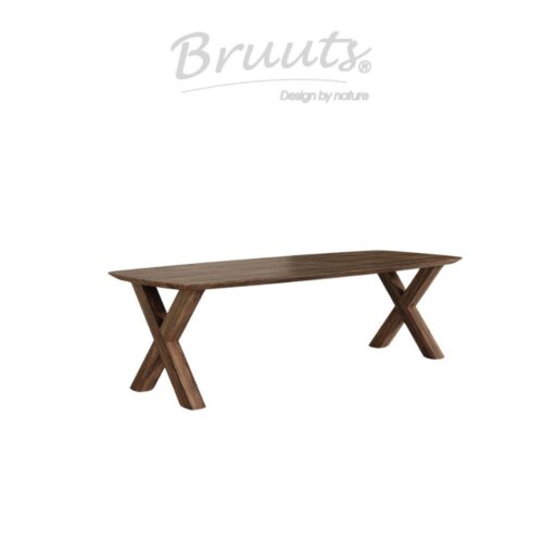 Deens Ovaal Verjongde Rand - Walnut - X onderstel Hout - Walnut