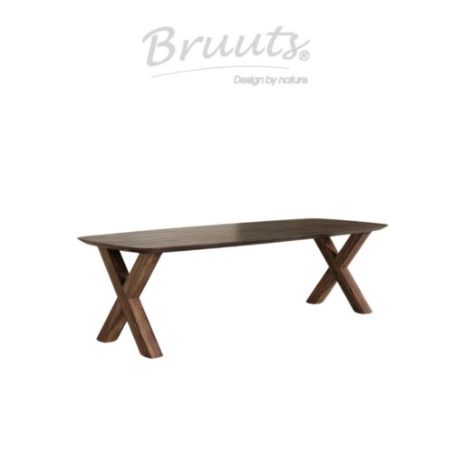 Deens Ovaal Verjongde Rand - Lava - X Onderstel Hout - Walnut
