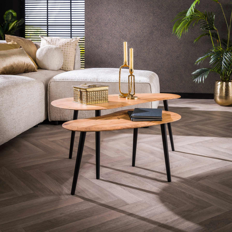 Salontafel Croc Organisch Set van 2 Acaciahout