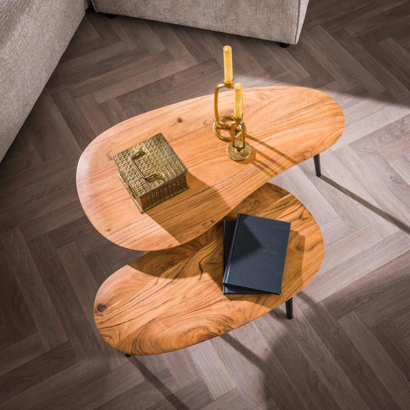 Salontafel Croc Organisch Set van 2 Acaciahout - Afbeelding 2