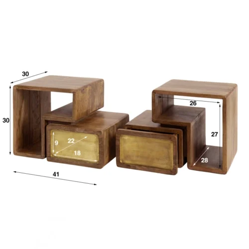 Hangend Nachtkastje Brass Met 1 lade Set van 2 stuks - Afbeelding 10
