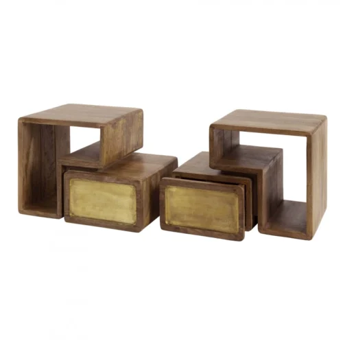 Hangend Nachtkastje Brass Met 1 lade Set van 2 stuks - Afbeelding 2