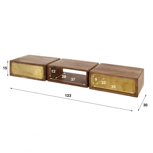 Hangend Bureau Brass 123 cm met 2 laden - Afbeelding 4