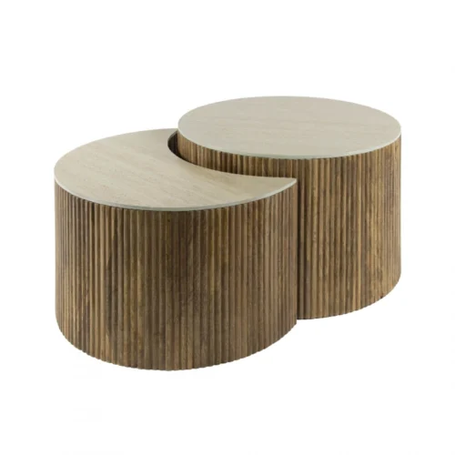 Salontafel Nuovo Halfrond Travertin Set van 2 stuks - Afbeelding 3