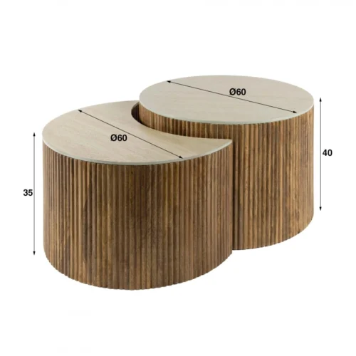 Salontafel Nuovo Halfrond Travertin Set van 2 stuks - Afbeelding 4