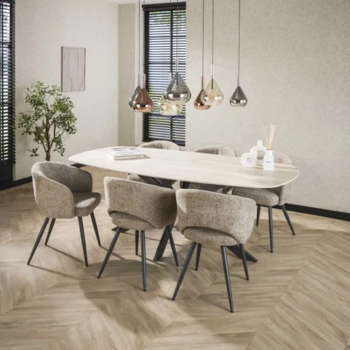Ovale Eettafel Romano Keramiek in Travertin-look 215 x 105cm - Afbeelding 2