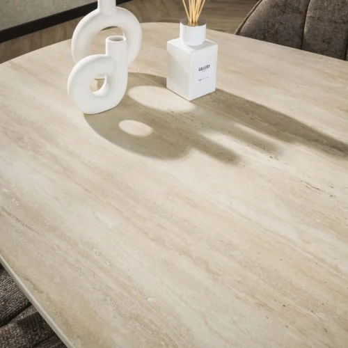 Ovale Eettafel Romano Keramiek in Travertin-look 215 x 105cm - Afbeelding 4