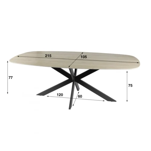 Ovale Eettafel Romano Keramiek in Travertin-look 215 x 105cm - Afbeelding 7