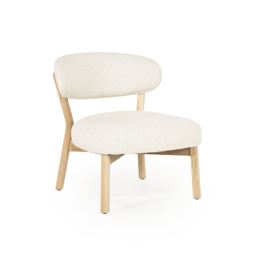 Fauteuil Mikky Eikenhout en stof Beige / Naturel