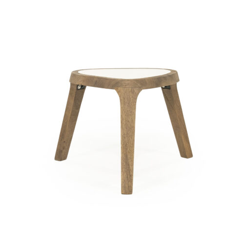 Organische Bijzettafel Fred Marmer en mangohout 38 x 45cm