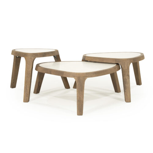 Organische Bijzettafel Fred Marmer en mangohout 38 x 45cm - Afbeelding 3