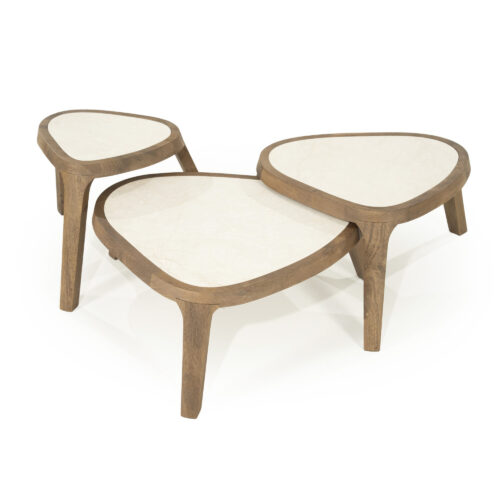 Organische Salontafel Fred Marmer en mangohout - 64 cm - Afbeelding 7
