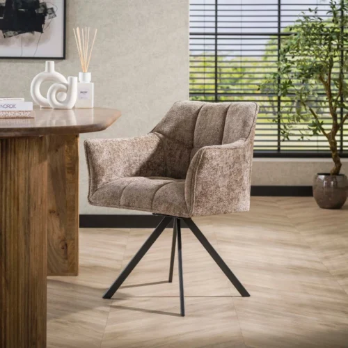 Draaibare Eetkamerstoel Raster Velvet – Rich Champagne
