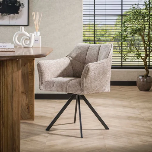 Draaibare Eetkamerstoel Raster Velvet – Rich Zand