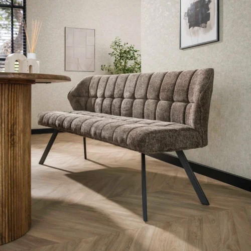 Eetkamerbank Raster Bouclé - Taupe - 180 cm