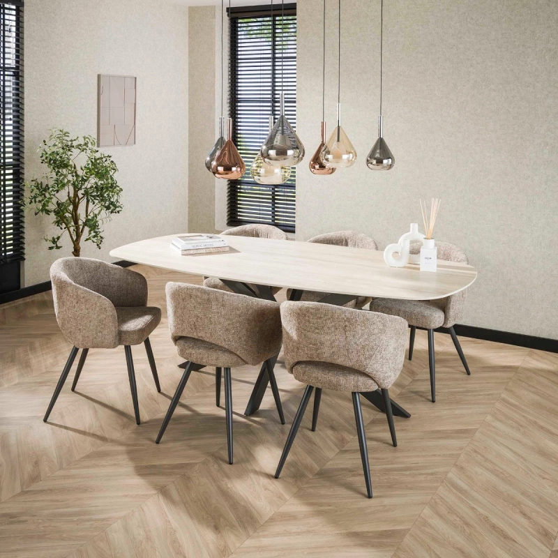 Ovale Eettafel Romano Keramiek In Travertin look 180 X 90cm Loft24 nl Ovale Eettafel Romano Keramiek In Travertin look 180 X 90cm Loft24 nl