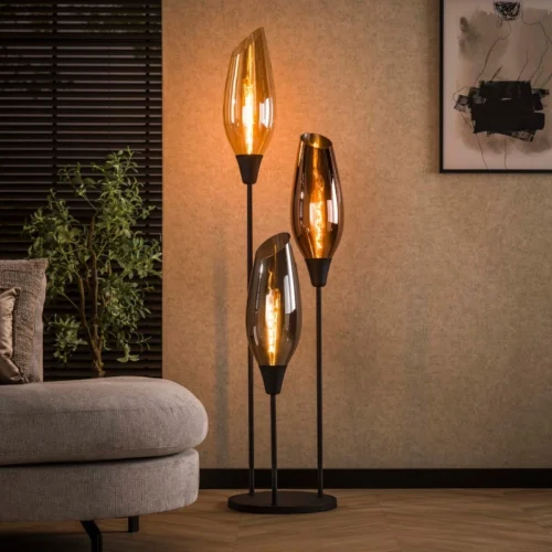 Vloerlamp Cocoon  Mix Glass 3-lamps - 45 x 178 cm