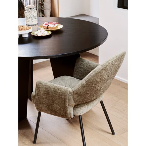 Ronde Eettafel Fries Eiken, 129cm - Zwart - Afbeelding 2