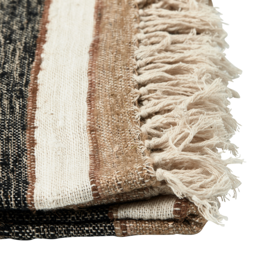 Beek plaid streep zwart/naturel 130x170cm - Afbeelding 5