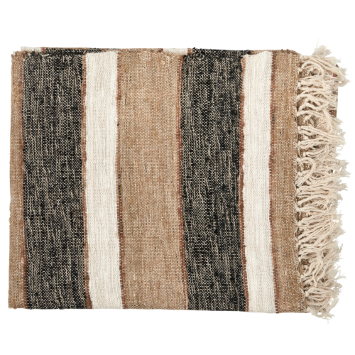 Beek plaid streep zwart/naturel 130x170cm - Afbeelding 4