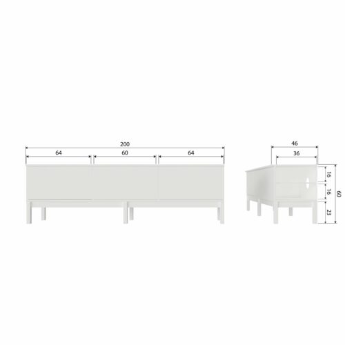 TV-meubel Klink Grenen 200cm - Mist - Afbeelding 10