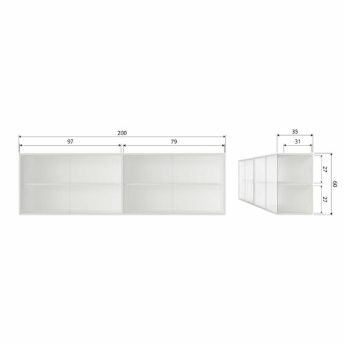 Opzetkast Klink t.b.v. TV-meubel Klink, Grenen, 200cm, kleur Mist - Afbeelding 10