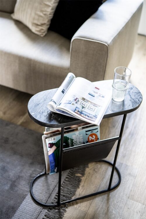 Bijzettafel Daily Marmer met tijdschriftenrek - zwart - Afbeelding 10
